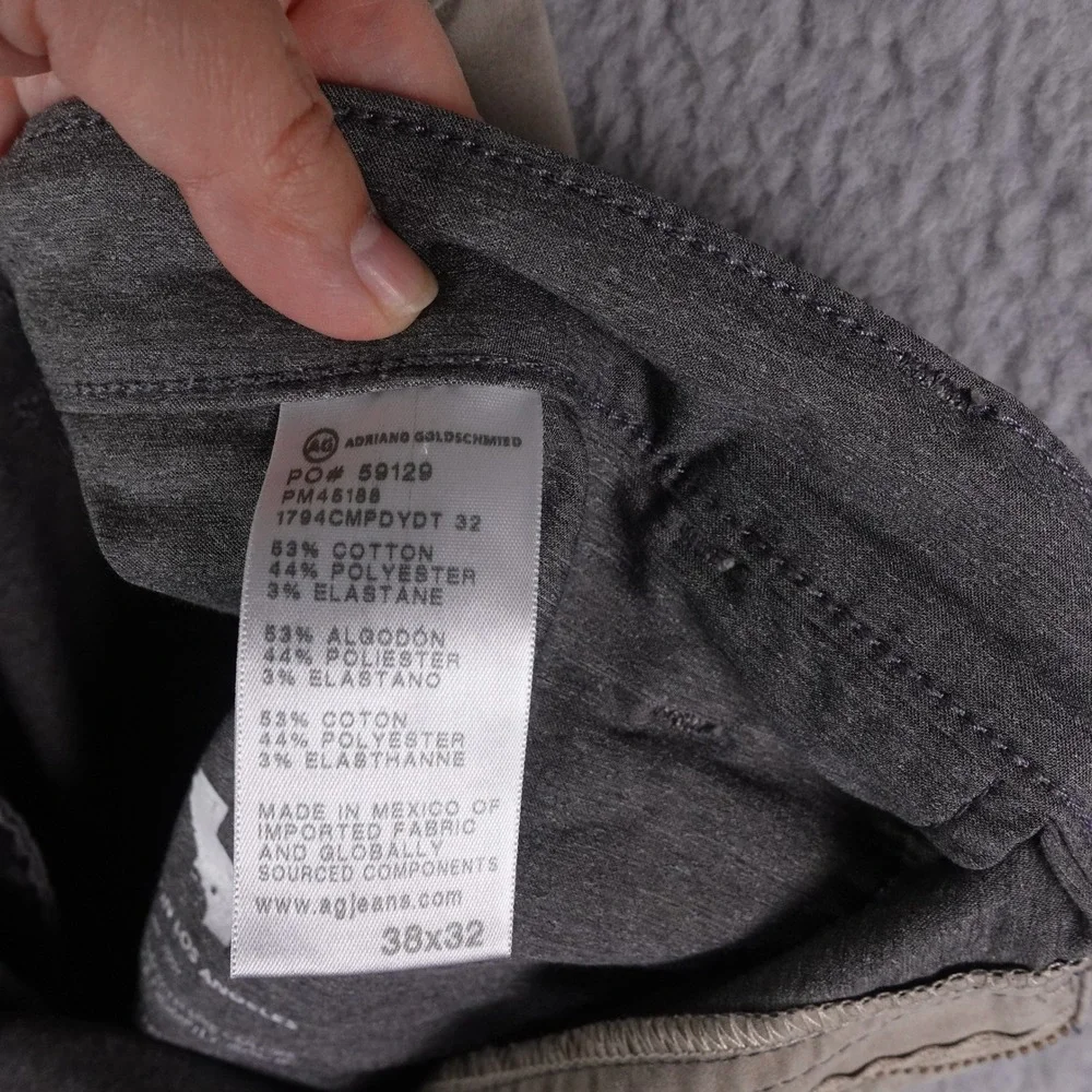 AG Adriano Goldschmied Everett Slim Straight Khaki Pants Tan Mens 38x32 Italian